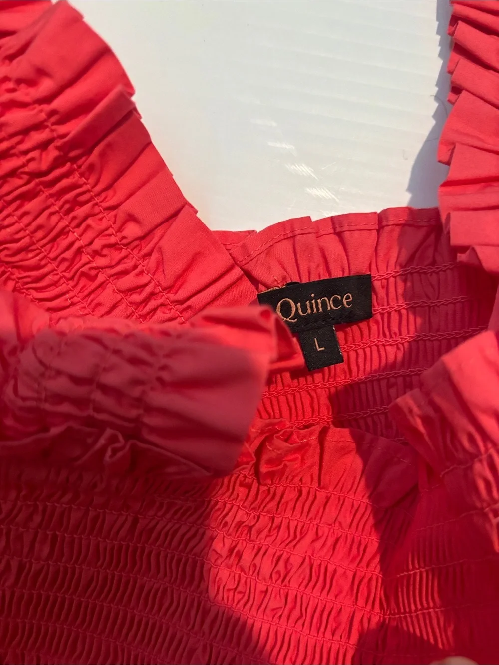 Quince Coral-Red Smocked Maxi Dress with Ruffle Straps - Picture 2 of 4